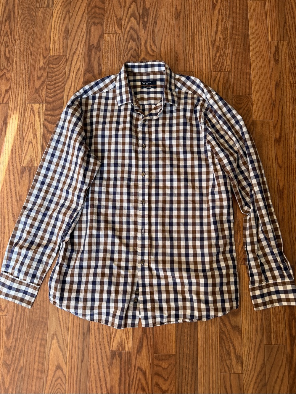 Bar III Men’s Barnaby Collection Brown & Blue Check Long-Sleeve Shirt